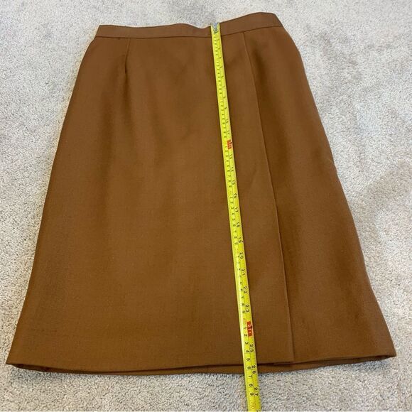 VINTAGE Mister Leonard camel Brown pure virgin wool pencil skirt Sz 10/12 - Picture 9 of 10